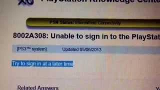 Famous PSN error code 8002a308 Profile