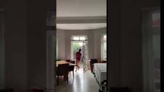 Girl Excited About Rain Slips On Rainwater And Falls While Dancing - 1140573