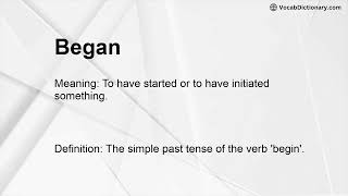 Began Meaning Began Synonym