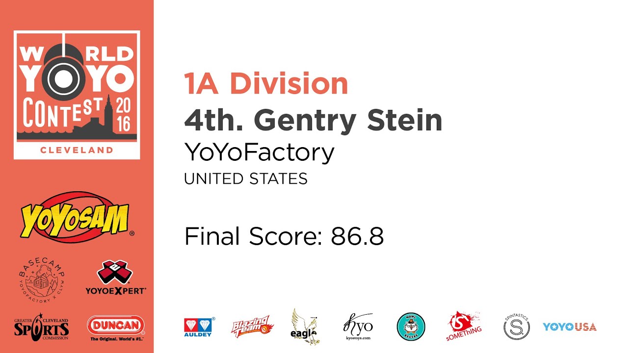 Gentry Stein 1A 4th Place 2016 World YoYo Contest YouTube