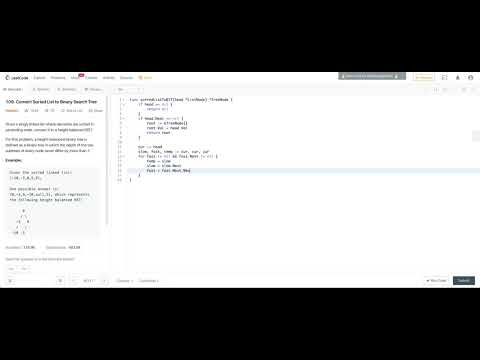 109  Convert Sorted List to Binary Search Tree - Leetcode in Go - Linked list - Binary tree