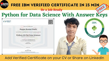 Python free Verified Certification | IBM Free Certificate Data Science | With Answer Keys