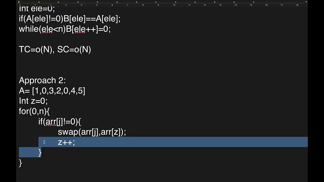 moves zeroes at end. 