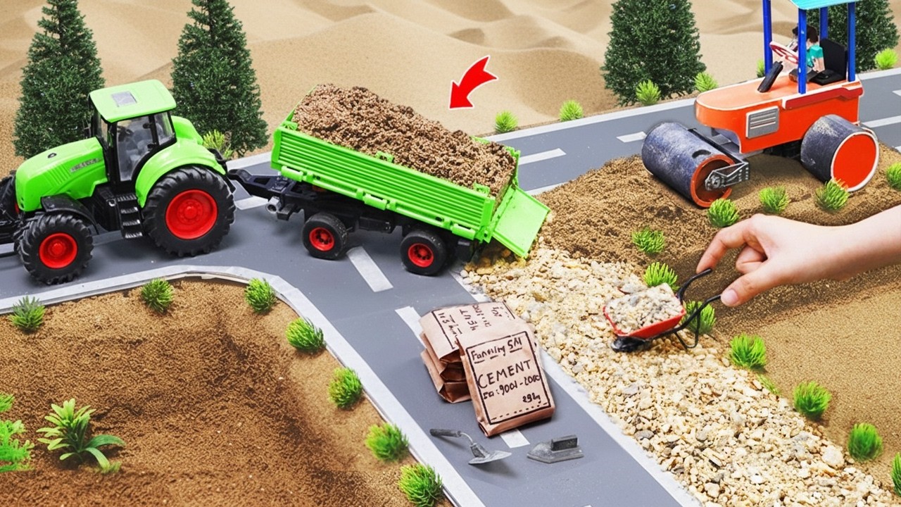 Самодельная мини-дорога из бетона, построенная с помощью дорожного катка и бетоносмесителя | Науч...