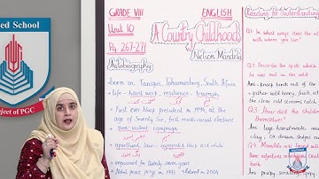 Class 8 - English - Unit 10 - Lecture 18 - A Country Childhood - Allied Schools