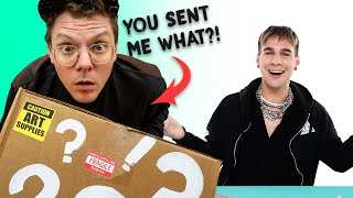 A BIG YOUTUBER Sent Me MYSTERY Supplies To Make Art With! - Ft. Brad Mondo