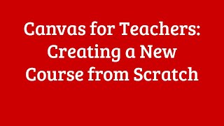 How to Create a New Course