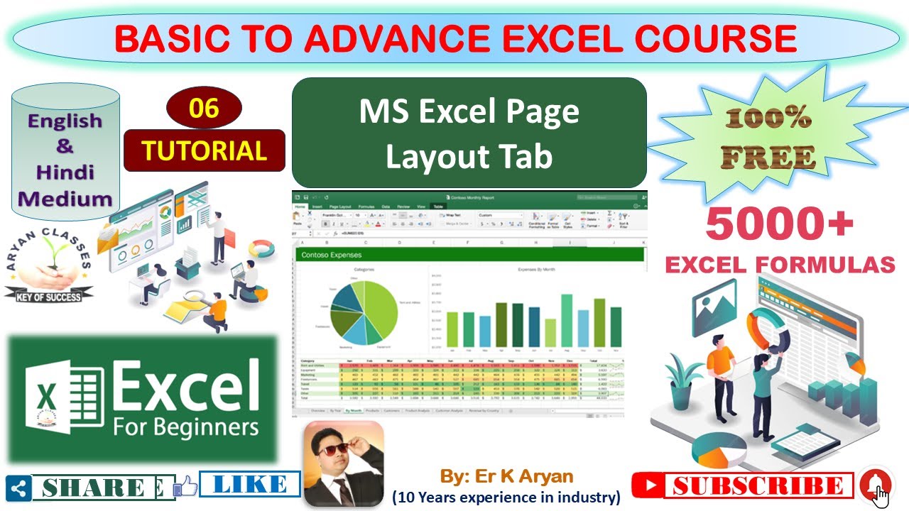 Excel Inbox Layout Lecture 06: MS Excel Page Layout Tab _ MS Excel Complete Tutorial ...