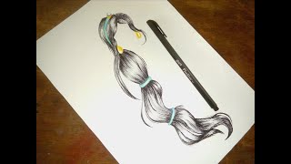 تعلم الرسم  رسم تسريحة شعر جميلة  خطوة بخطوة لاتفوتوها how to draw a hair style