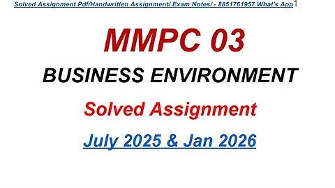 MMPC 03 Solved Assignment 2025-2026 | MMPC 3 Solved Assignment 2026 | MBA Assignment IGNOU | MMPC 03