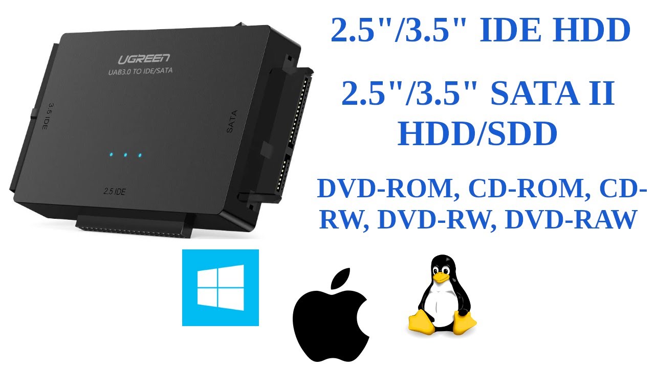 Convertisseur USB Pour Disque Dur IDE/SATA - Adaptateur Avec Alimentation Pour HDD 2.5/3.5/5.25 Pouces