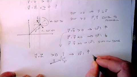 thinking about dot products with position velocity and acceleration