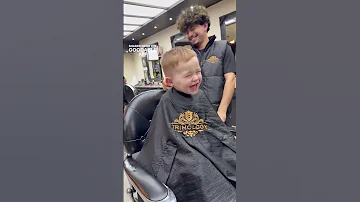 Kid Can't Stop Laughing With His Barber LOL #shorts