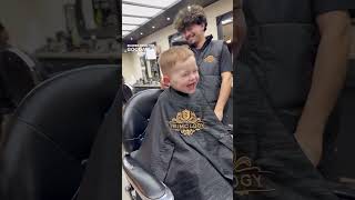 Kid Can't Stop Laughing With His Barber LOL #shorts