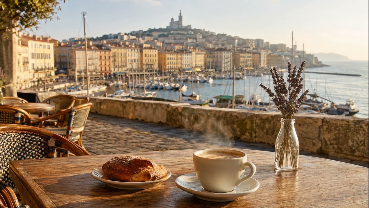 洋楽 Jazz A Marseille Slow Morning to Afternoon at a Marseille Old Port Café ☕ Mellow