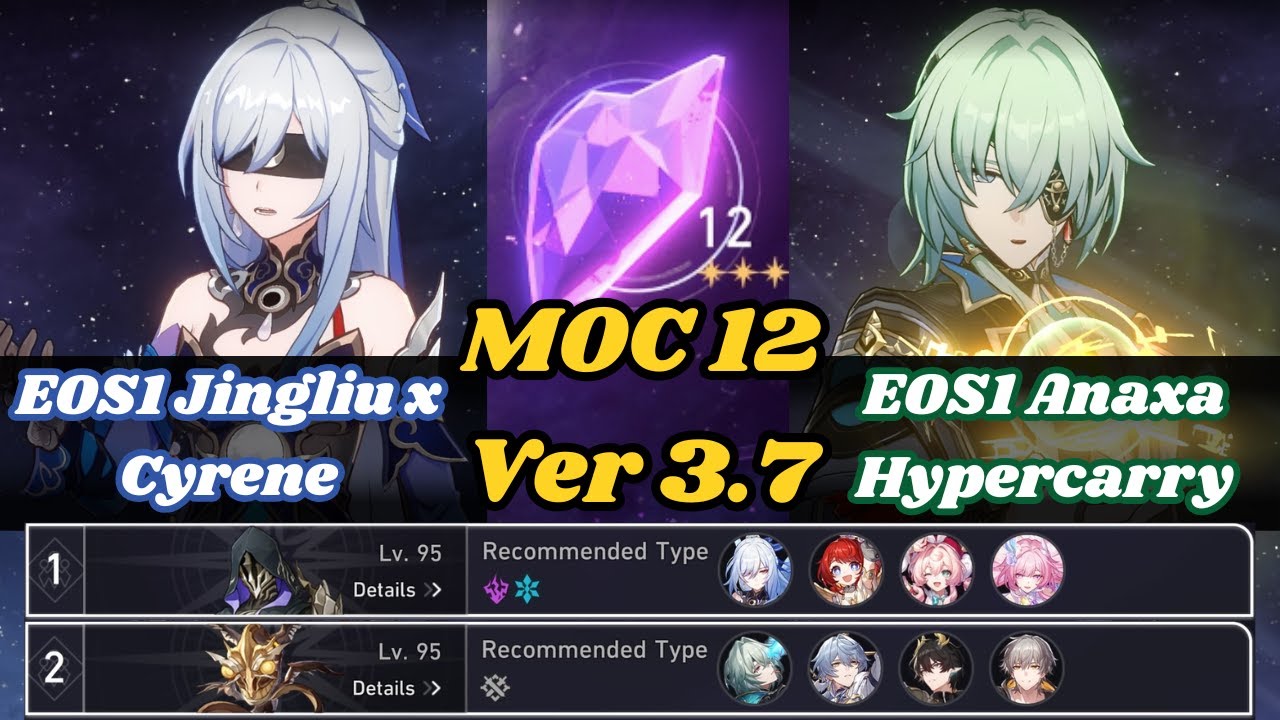 E0S1 Jingliu X Cyrene & E0S1 Anaxa Hypercarry | MOC 12 | 3 Stars | Honkai Star Rail 3.7