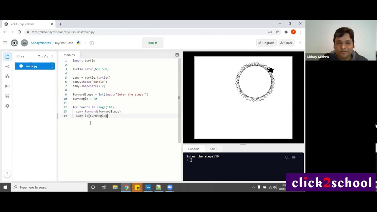 Junior Python Programming Using Turtle (Loops) - click2school - YouTube