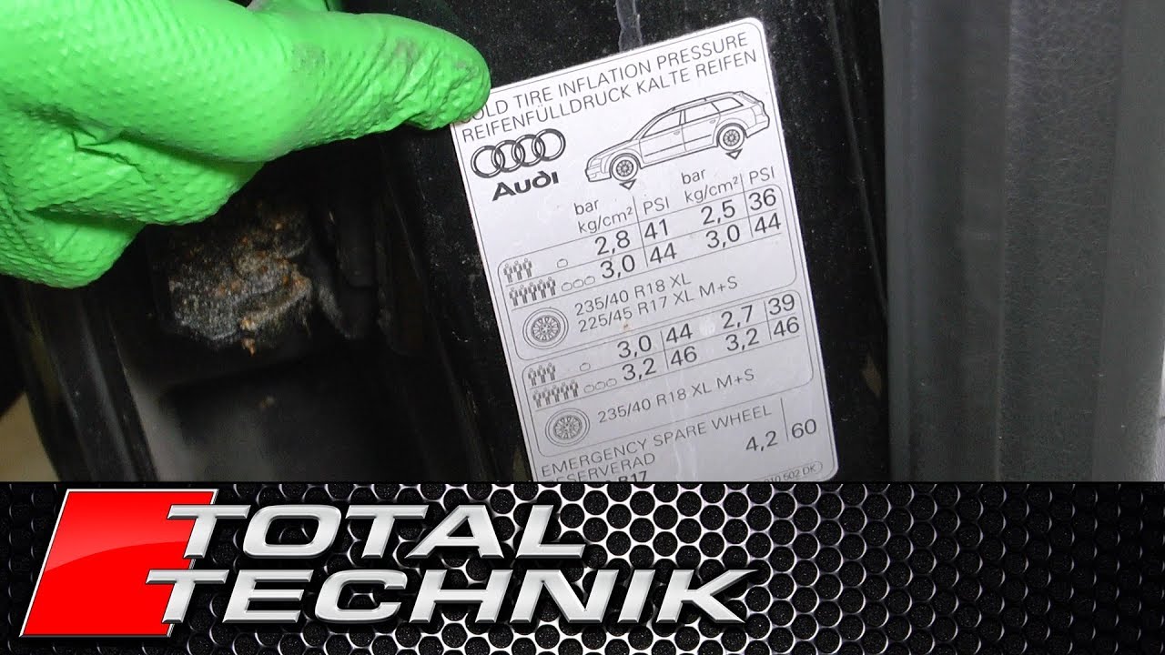 Audi A6 Tyre Pressures Chart