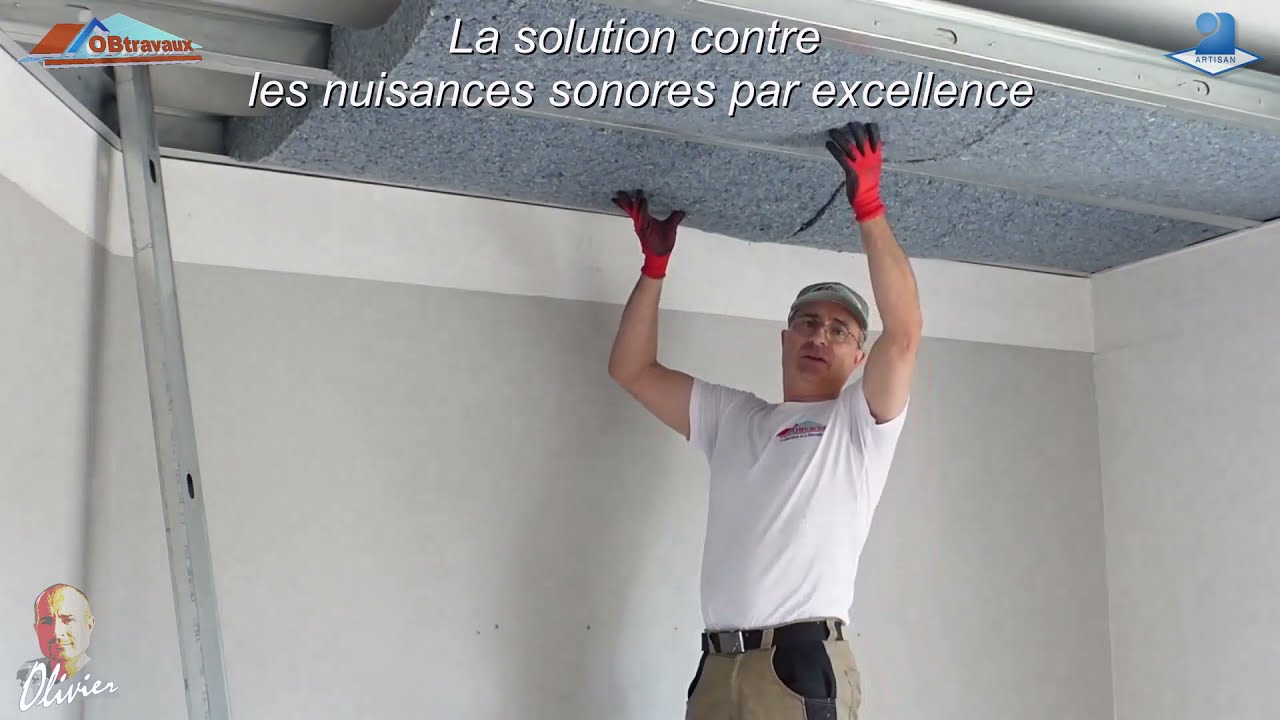 Isolation phonique de plafond avec panneau de laine de coton, labellisé  Bâtiment Biosourcé - YouTube