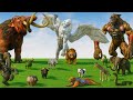 5 Mammoths, Elephants & Cattle vs 5 Tigers & Lions – Mammoth Rescues a Baby Calf (Animation)