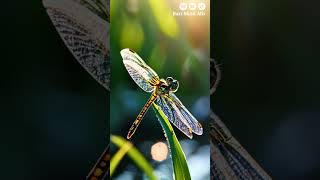 A Dragonfly Perches Delicately On A Leaf, Its Iridescent Wings Shimmering In The Sunlight.