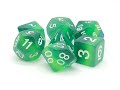 Old School 7 Piece DnD RPG Dice Set: Gradients - Forest Light