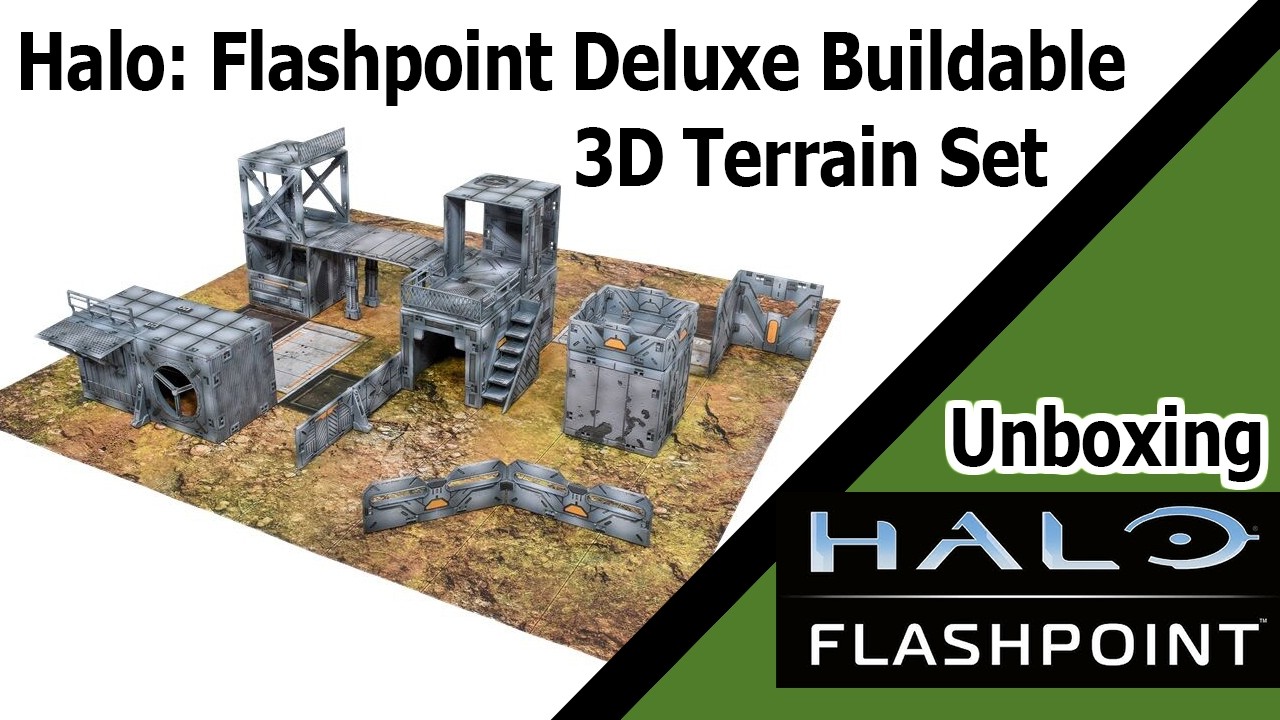 Halo Flashpoint – UNSC Base Terrain Set – 13 Pièces Pré-colorées + 107 Jetons + 10 Cartes Armes