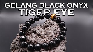 Gelang Tangan Pria Wanita Kombinasi Batu Alam Black Onyx Hitam dan Tiger Eyes ASLI Original Super