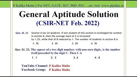 CSIR NET Feb 2022 General Aptitude Solution- Que. Id  21 and 22 || Part A solution