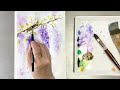 Wisteria-Watercolor Painting -Wet On Wet Technique-Tutorial Step by Step