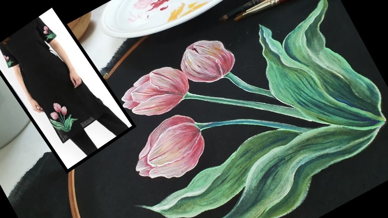 Fabric paint ideas / Painting on dark colored fabric. - YouTube