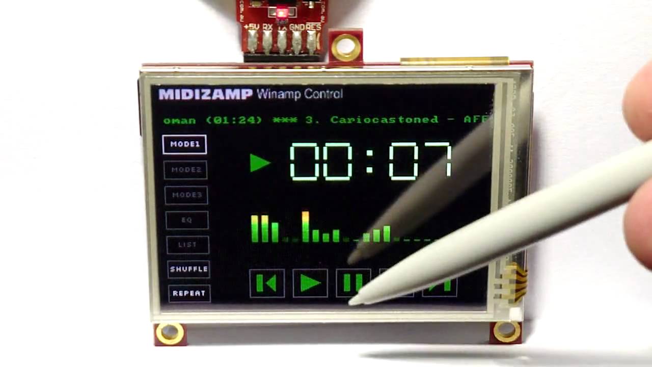 Midizamp - Winamp Control on 4D Systems OLED Module - YouTube