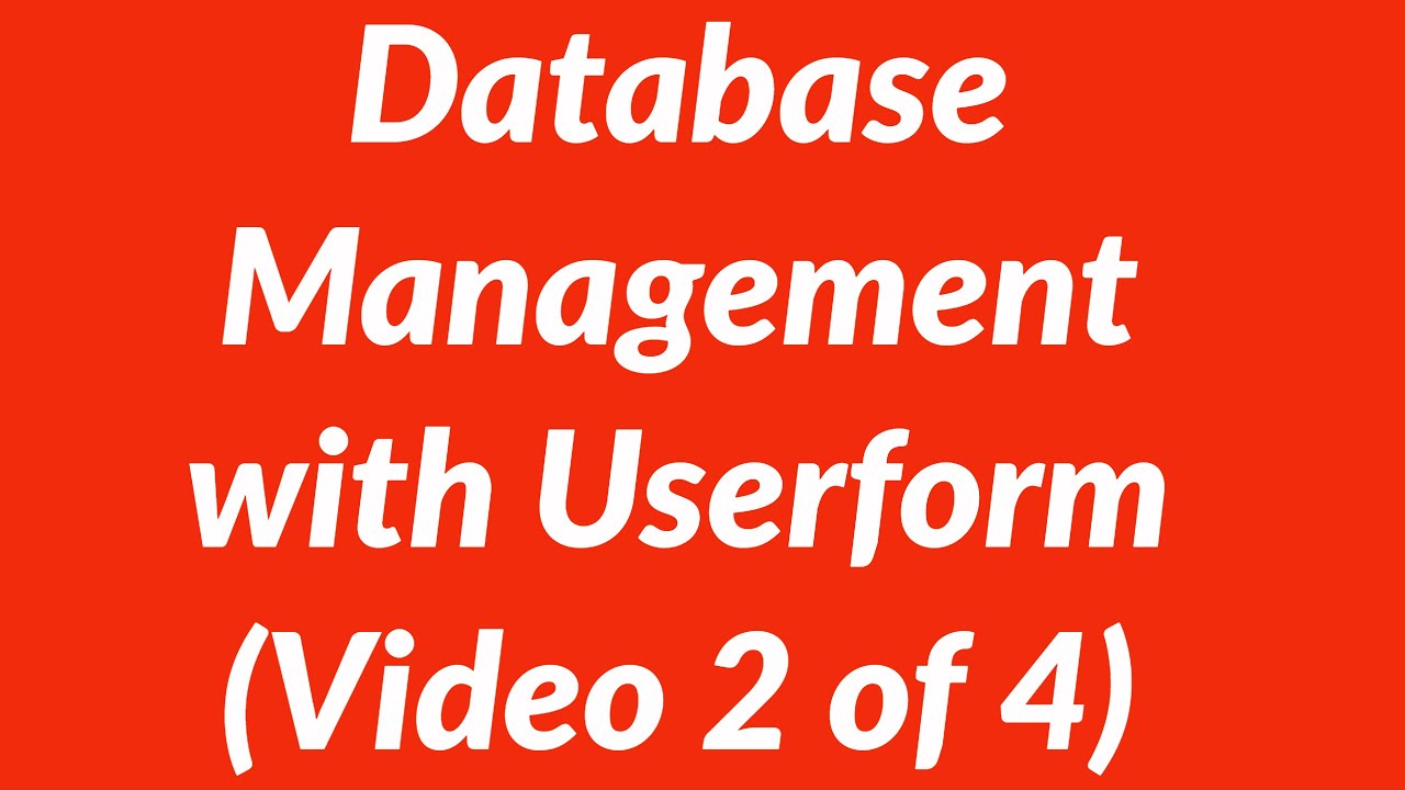 Database and customer relationship management with userform VBA video 2 of 4
