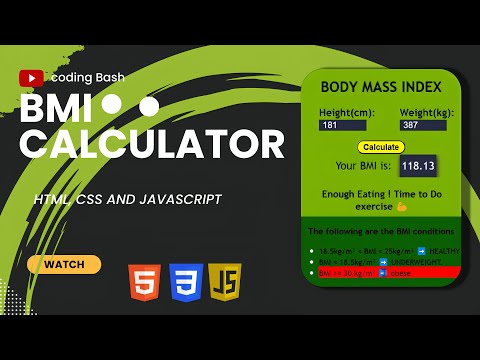 Web Development Project: BMI Calculator | HTML, CSS, JavaScript