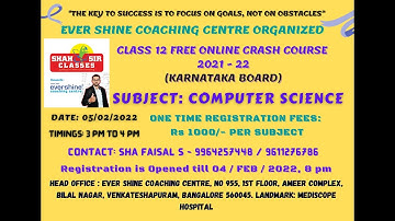 2nd PUC Computer Science 2022 FREE Crash Course | Karnataka | 100% RESULT | Shah Sir Classes