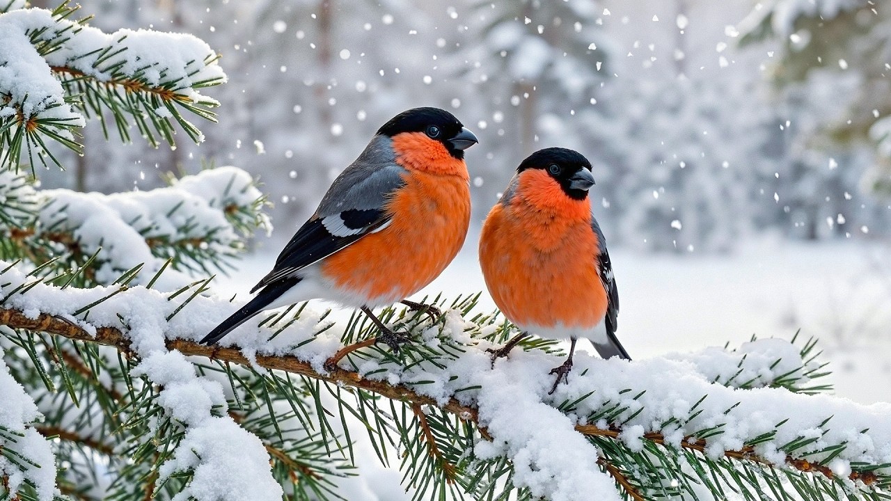 ❄️ Gentle Piano Music and Snow Forest Birds for Stress Relief and Quiet Relax Time 🎹