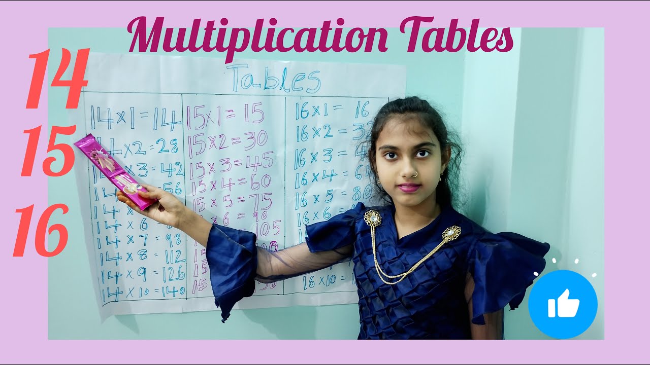 Learn multiplication of 14 15 and 16 tables | tables | maths || tables ...