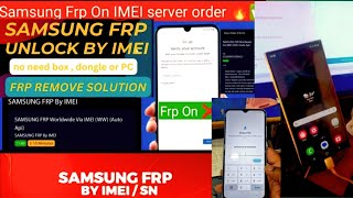 Samsung Frp Without Usb Imei Server Samsung Any Model Frp By Imei Sn Number Order Kaise Kare 2025