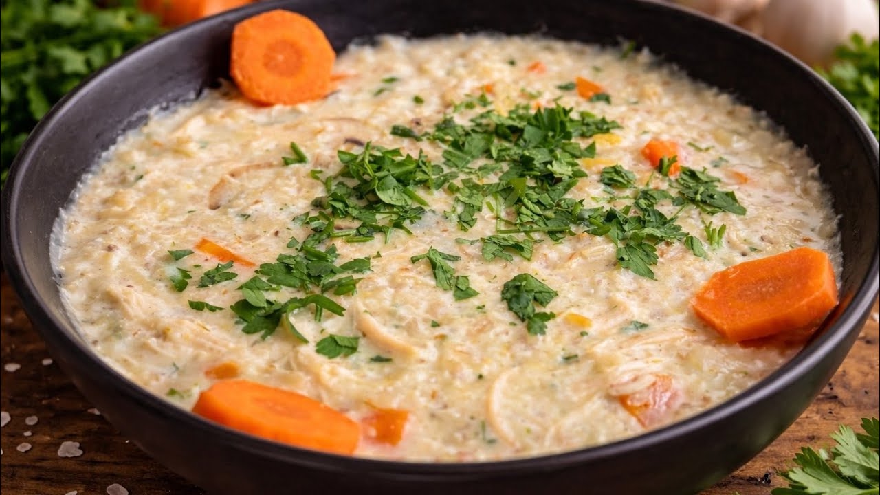 The best milk soup with cream and vegetables