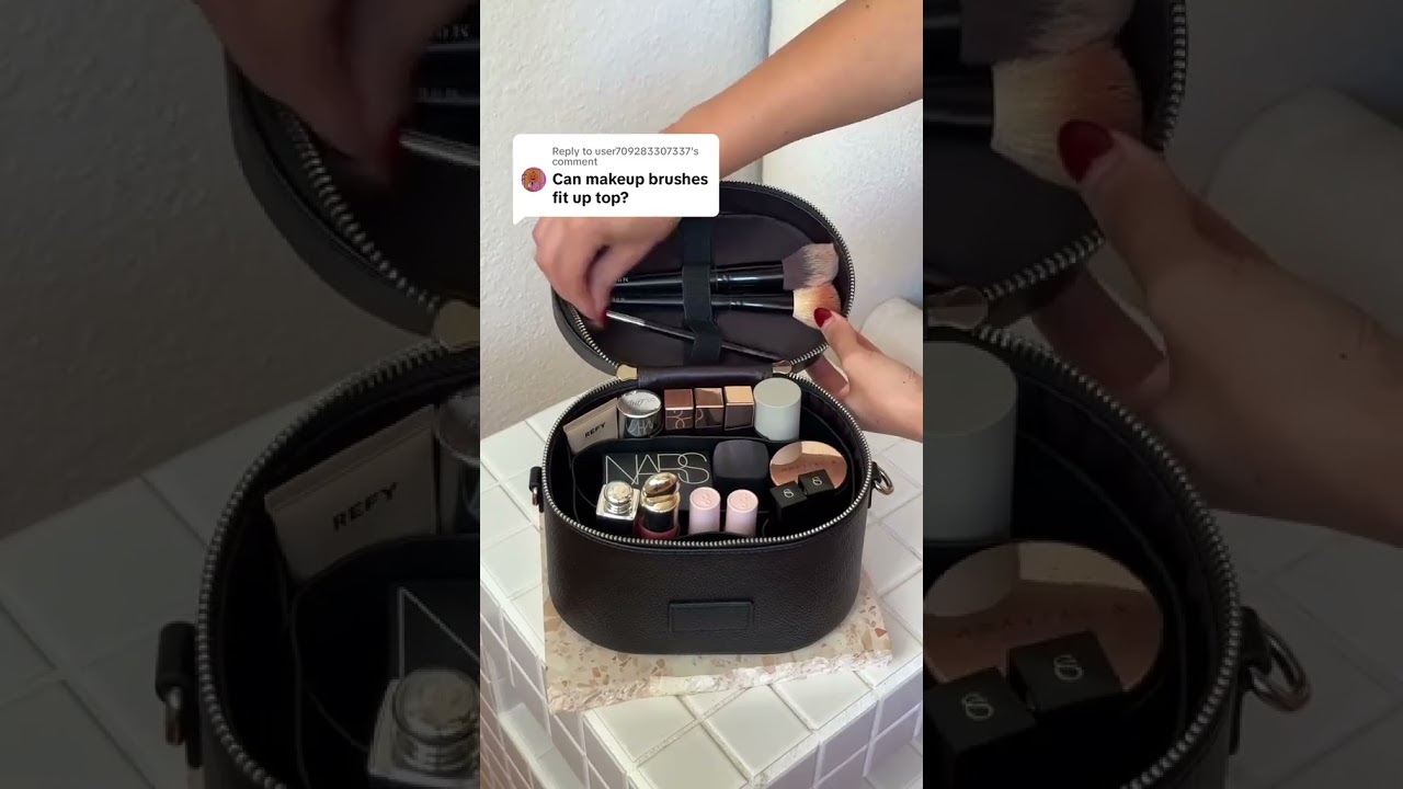 Can makeup brushes fit up top? | ETOILE | Makeup Bag | Oval Toiletry Case | Vanity Case | Travel Bag