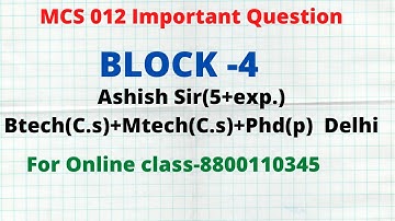 MCS-012 Important Question |BLOCK -4| ASHISH SIR |COMPUTER ORGANISATION & ASSEMBLY LANG. PROGRAMMING