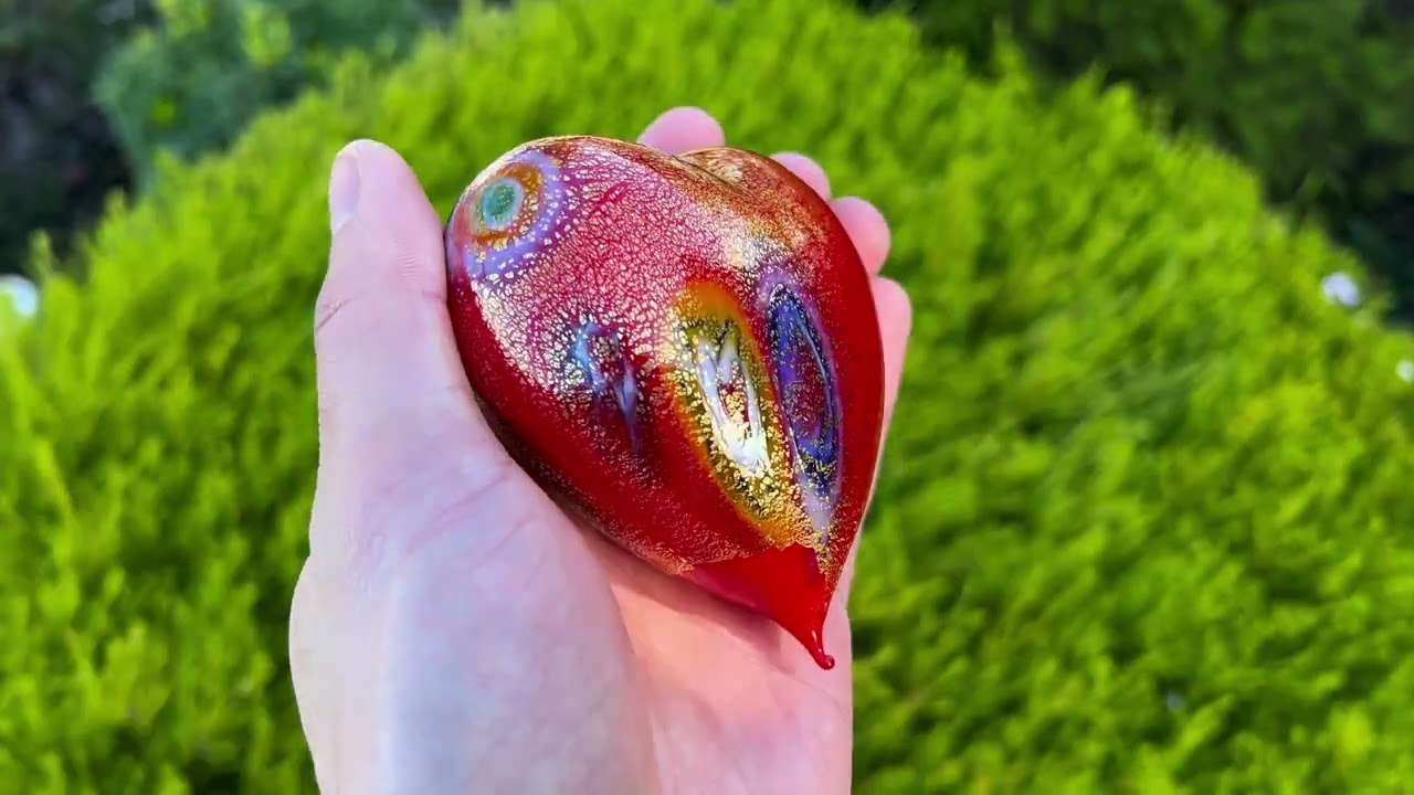 Murano Glass Blown Heart with Millefiori, multiple colors
