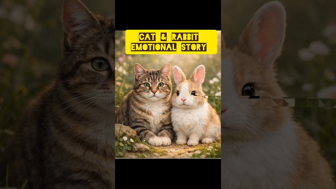 Rabbit & Cat Frendship. Rabbit & Cat Cute Emotional Story. Rabbit & Cat adventure 