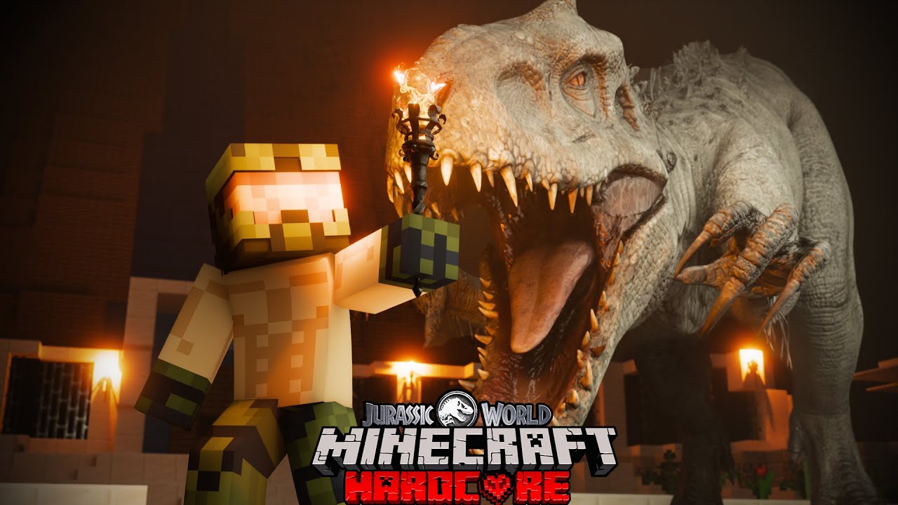 Sobreviví a Jurassic World en Minecraft: Indominus, Mosasaurus y T-Rex