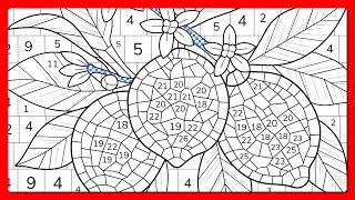 Color by Number Mosaic Lemons & Blossoms Zen Color Art #coloringbook #focus screenshot 2