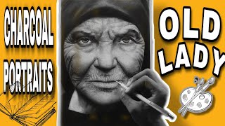 OLD LADY PORTRAIT WITH CHARCOAL 👵 (TIME-LAPSE)