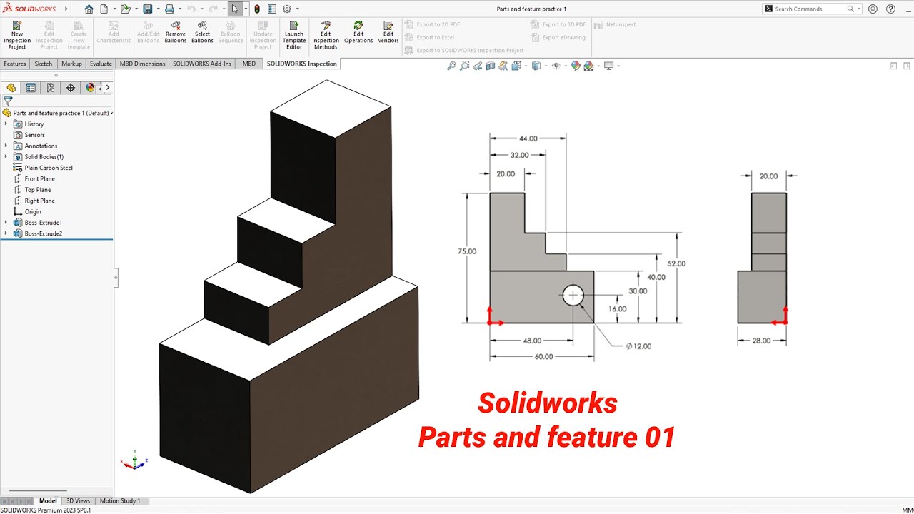 Parts and Features Practice 1 | SOLIDWORKS Bangla Tutorial - YouTube