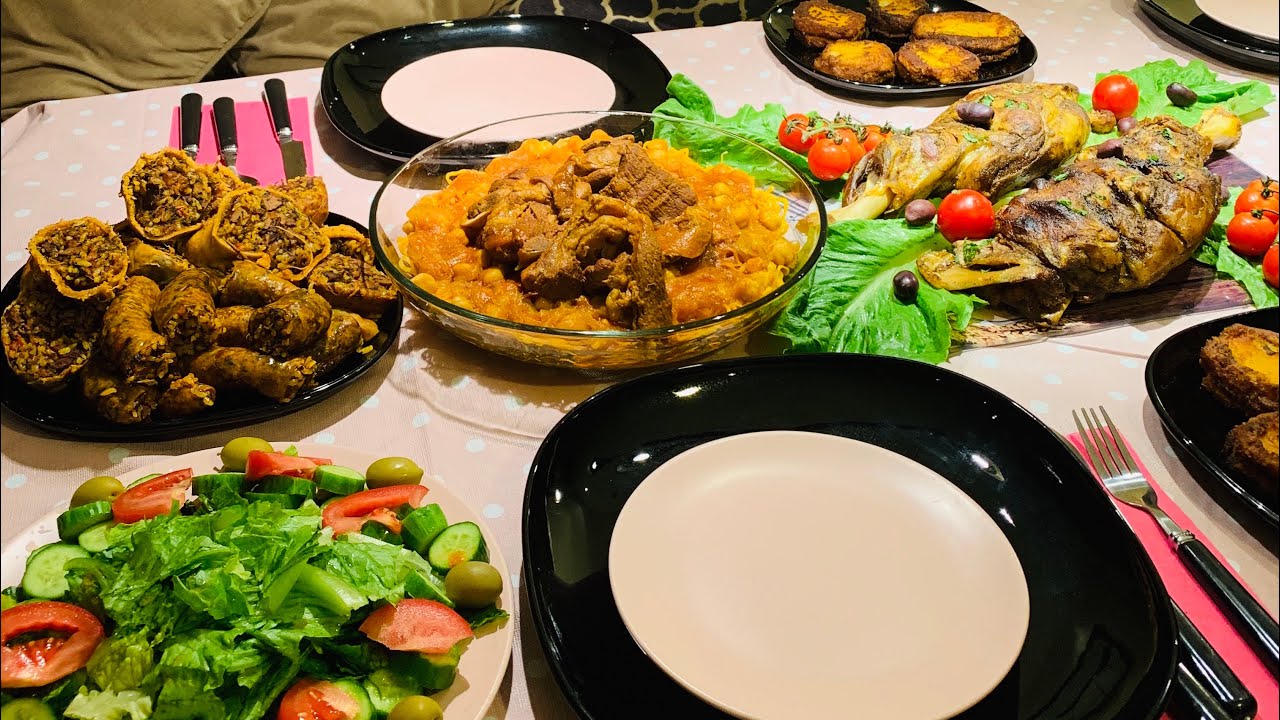 تحضير وجبة غداء متكاملة /وجبة غداء ليبية/تنسيق بسيط لطاولة الاكل لوجبة الغداء/مطبخ أم لقمان