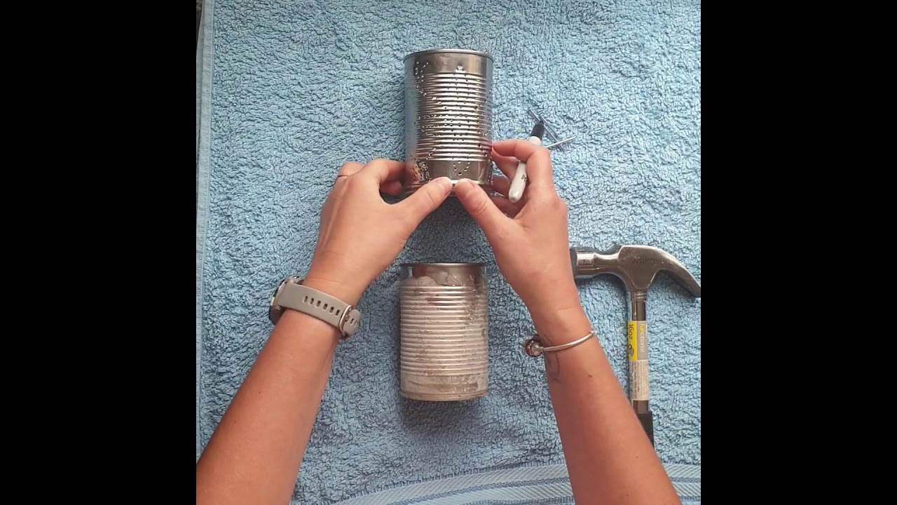 Tin can tealight holders