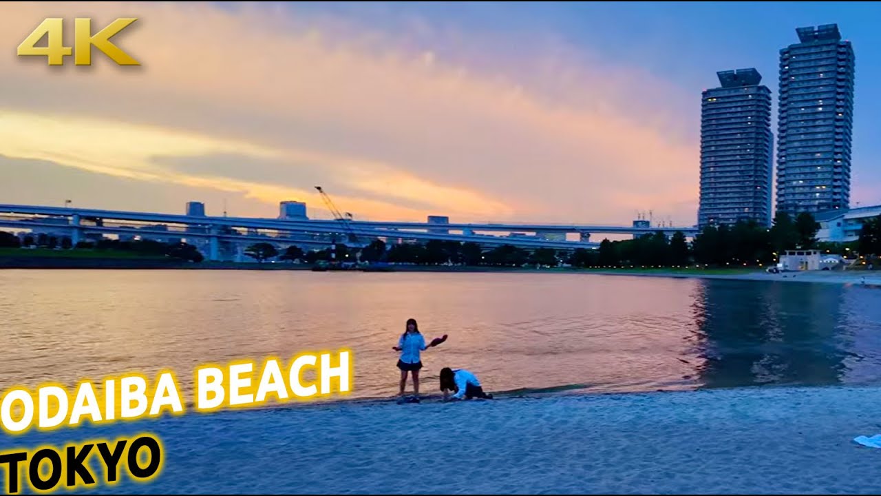 This is Tokyo's only beach at dusk · Japan in 4K